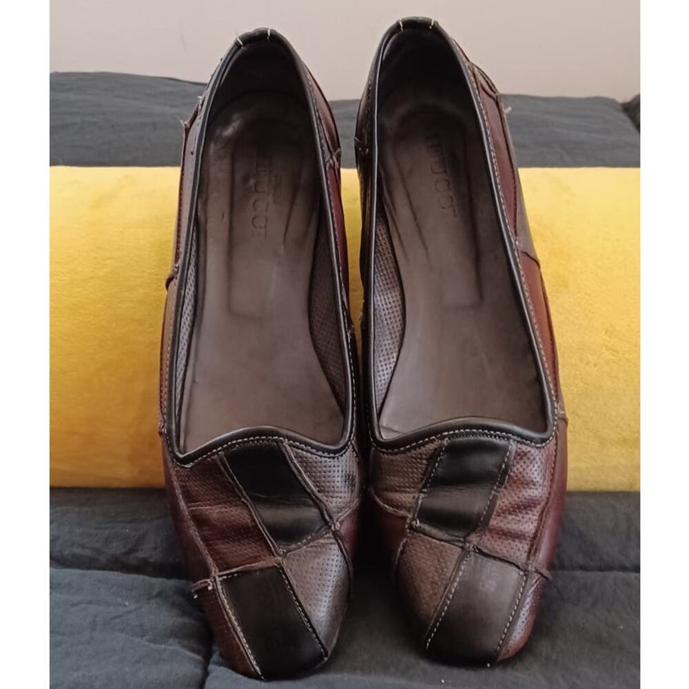 Sesto Meucci Italian Leather Flats Women's 8.5 M Classic Patchwork, Used Cond. - Picture 1 of 8